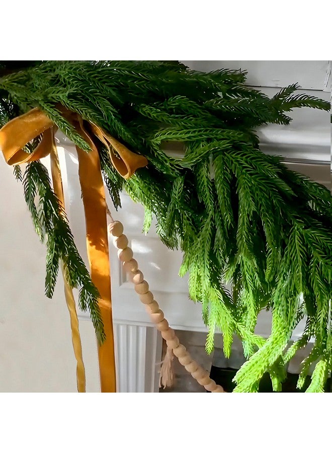 ORIENTAL CHERRY Christmas Decorations - 6 Ft Realistic Norfolk Pine Garland - Artificial Pine Greenery Garlands for Mantle Fireplace Stairs Railing Table Indoor Outdoor Front Door Porch Home Decor - Image 2