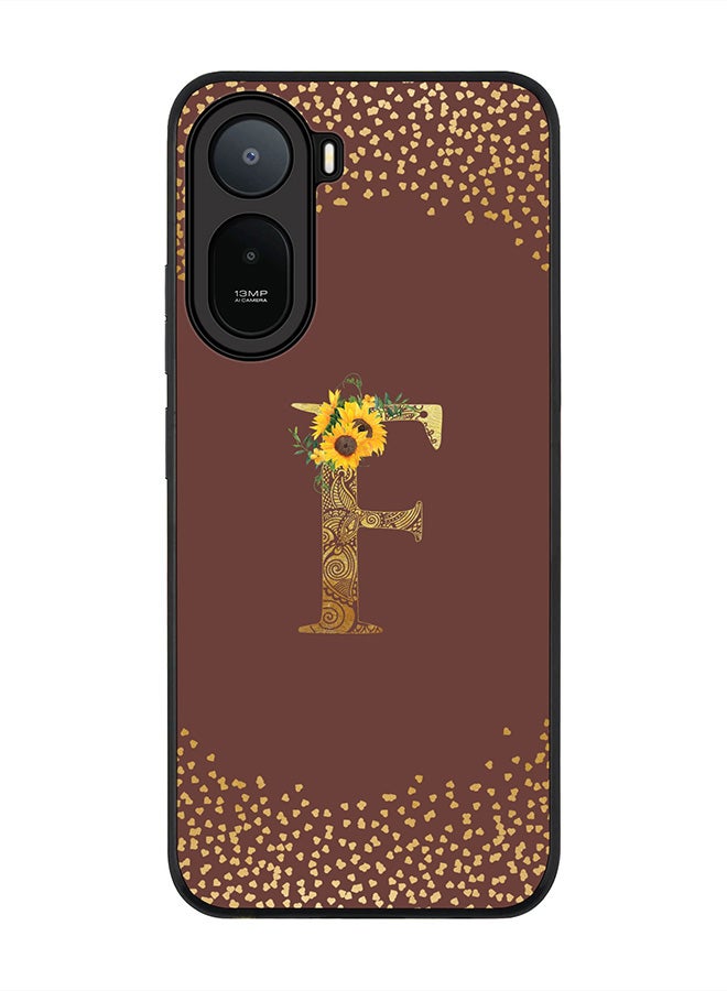 Stylizedd Rugged Case for Xiaomi Redmi A7 Pro 4G / Poco C81 / Poco C81 Pro / Poco C85x 5G- Slim Fit Hybrid Rubber Cover Sunflower Monogram - F (Brown)