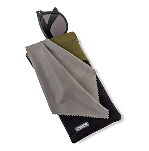Carson Eyeglass Pouch with Built-in Microfiber Cloth for Eyewear and Sunglasses, Olive Green (EC-10BKOL) X-Large - Image 3