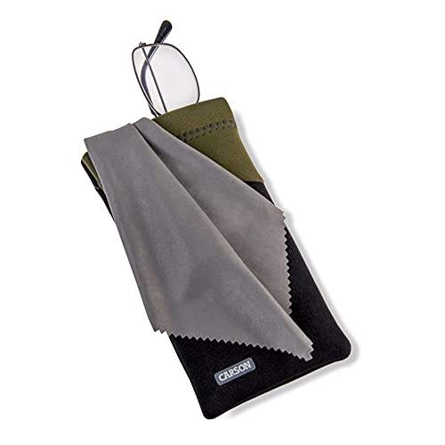 Carson Eyeglass Pouch with Built-in Microfiber Cloth for Eyewear and Sunglasses, Olive Green (EC-10BKOL) X-Large - Image 4