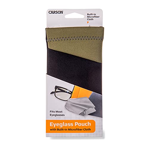 Carson Eyeglass Pouch with Built-in Microfiber Cloth for Eyewear and Sunglasses, Olive Green (EC-10BKOL) X-Large - Image 5