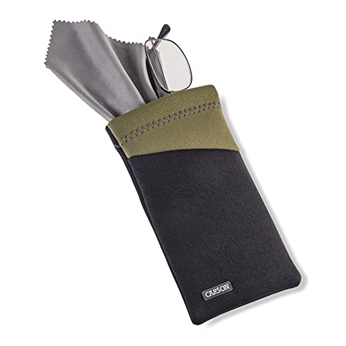 Carson Eyeglass Pouch with Built-in Microfiber Cloth for Eyewear and Sunglasses, Olive Green (EC-10BKOL) X-Large - Image 2