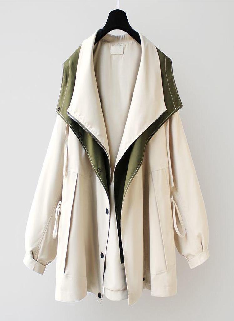 Eckek - Mid Length Trench Coat for Women Spring and Autumn Wear Casual and Popular Work Clothes Fashionable Long Sleeved Jacket - Image 1