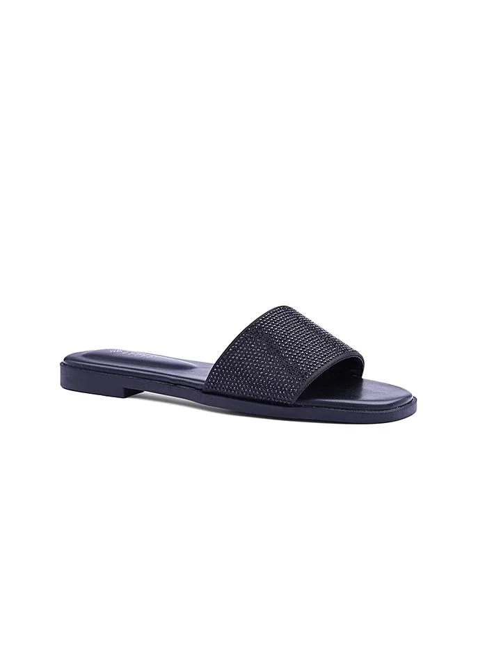 كابلي صندل مسطح نسائي مرصع بحبات الراينستون