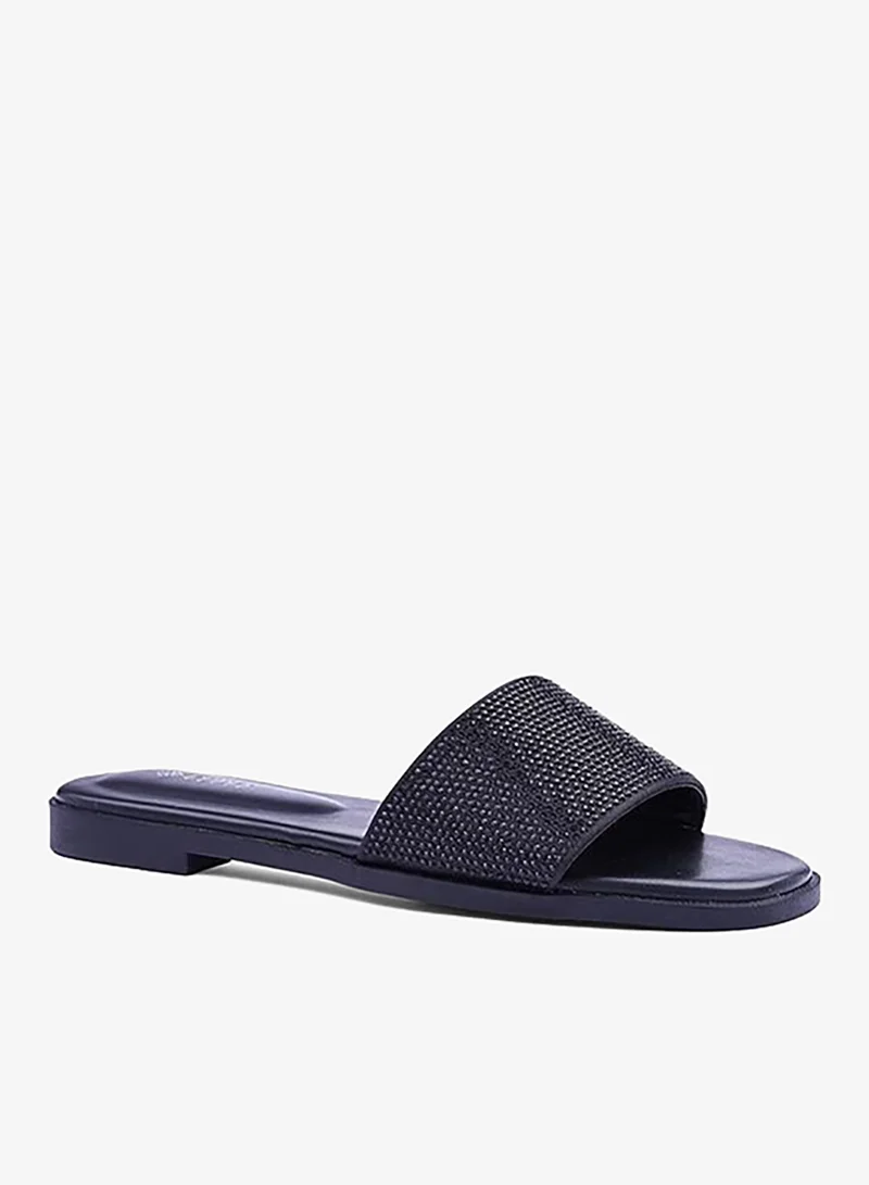 كابلي صندل مسطح نسائي مرصع بحبات الراينستون