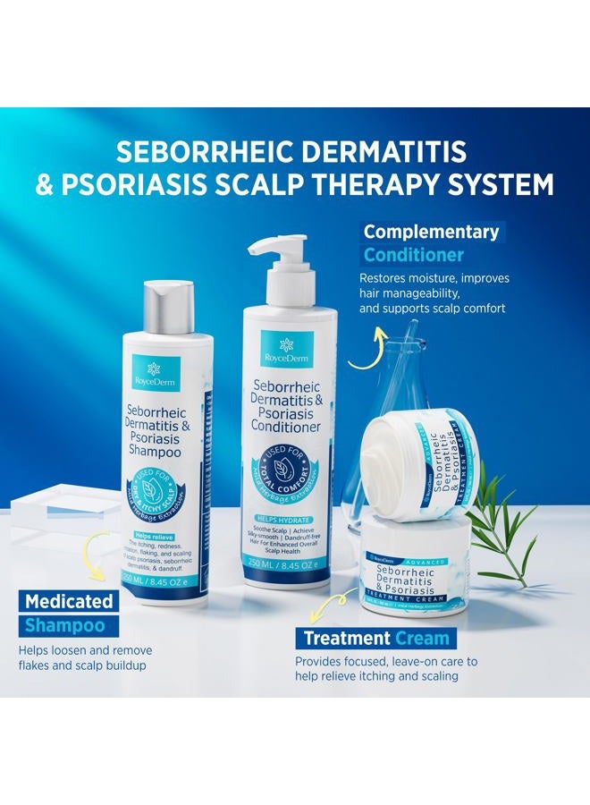 Roycederm Seborrheic Dermatitis & Psoriasis Cream, Shampoo and Conditioner Set - Scalp Therapy System for Folliculitis, Psoriasis, Dandruff, Dry Scalp - Scalp Treatment to Relieve Itching, Flaking, Irritation - Image 2