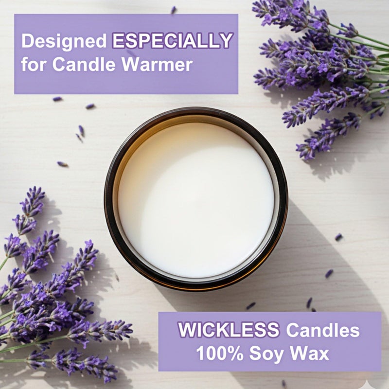 VOHO Lavender Wickless Candles for Candle Warmer Lamp, 9oz Soy Candle with Stirring Spoon & Lid, Wickless Lavender Aroma Ideal for Candle Lamp, Candles Gifts for Women Birthday Christmas Home Aroma - Image 2