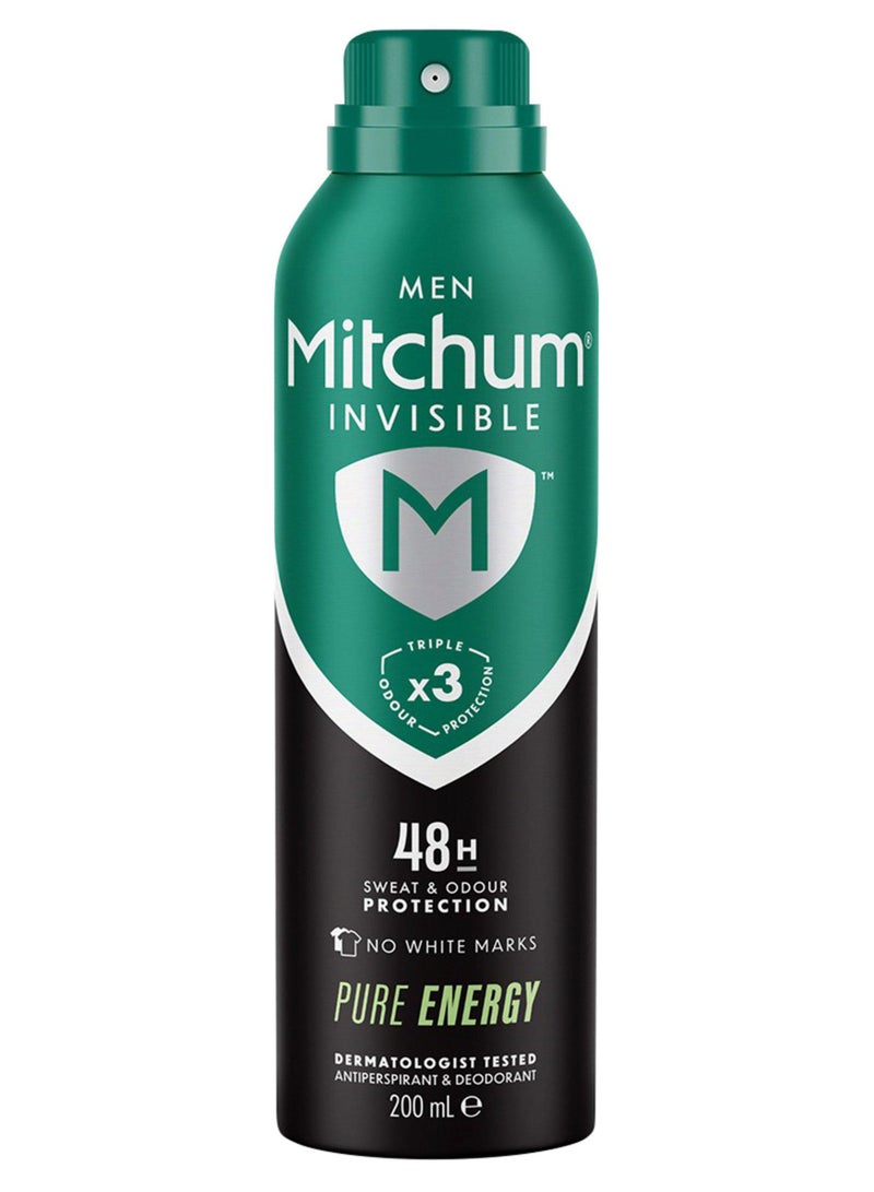 ميتشوم بخاخ مزيل العرق إنفيزيبل مين المضاد للتعرق، طاقة نقية تدوم 48 ساعة، 200 مل - Image 1