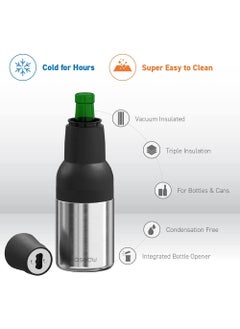 YELONA YELONA Frosty Beer BottleCan Cooler Insulated Stainless Steel with Bottle Opener for 330ml 500ml Cans 330ml Pints SilverPack of 2  - Image 5