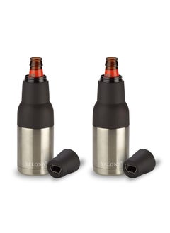 YELONA YELONA Frosty Beer BottleCan Cooler Insulated Stainless Steel with Bottle Opener for 330ml 500ml Cans 330ml Pints SilverPack of 2  - Image 1
