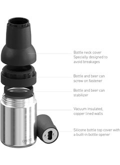 YELONA YELONA Frosty Beer BottleCan Cooler Insulated Stainless Steel with Bottle Opener for 330ml 500ml Cans 330ml Pints SilverPack of 2  - Image 3