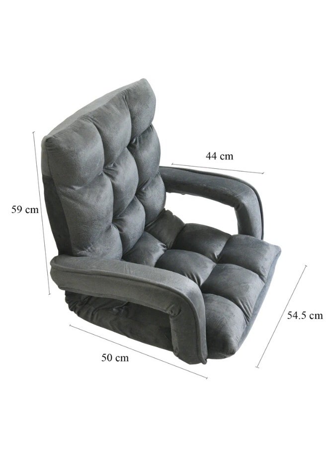 A luxurious folding floor chair padded, comfortable and soft to the touch with armrest, travel seat, sports chair, outdoor chair and garden chair