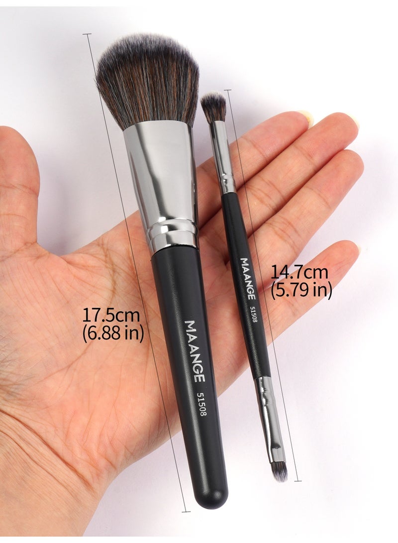 MAANGE مجموعة فرش المكياج الاحترافية 32 قطعة فرش مكياج صناعية ممتازة كابوكي أساس خلط بودرة الوجه أحمر خدود خافي عيوب ظلال عيون مجموعة فرش مكياج بني - Image 4