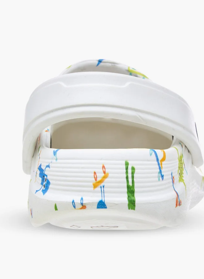 Aqua Monster Print Clogs with Backstrap