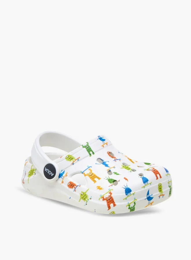 Aqua Monster Print Clogs with Backstrap