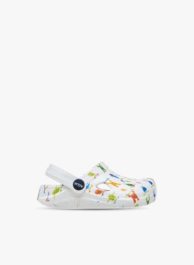 Aqua Monster Print Clogs with Backstrap