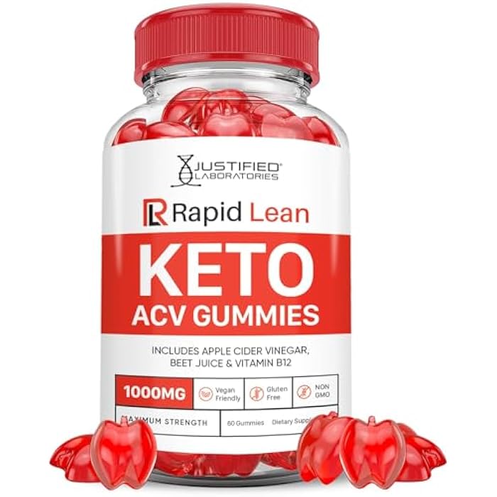 Justified Laboratories Rapid Lean Keto ACV Gummies Advanced Formula 1000MG Rapid Lean Keto Gummies Apple Cider Vinegar Formulated with Pomegranate Beet Juice Powder B12 Vegan Non GMO 60 Gummys - Image 1