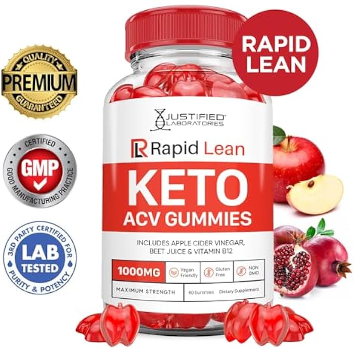 Justified Laboratories Rapid Lean Keto ACV Gummies Advanced Formula 1000MG Rapid Lean Keto Gummies Apple Cider Vinegar Formulated with Pomegranate Beet Juice Powder B12 Vegan Non GMO 60 Gummys - Image 3