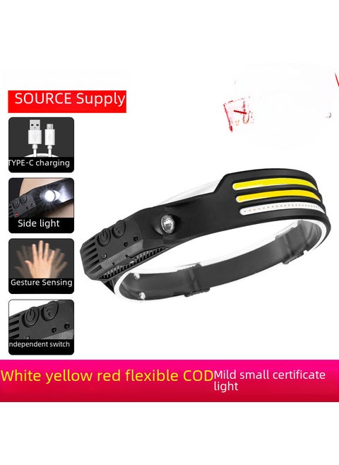 Cross-border new outdoor adventure fishing LED mini multi-function waving induction head lamp strong light headlight (Three + mixed color) silicone head with lamp W689-3 style (Three + mixed color) silicone head with lamp W689-3 style