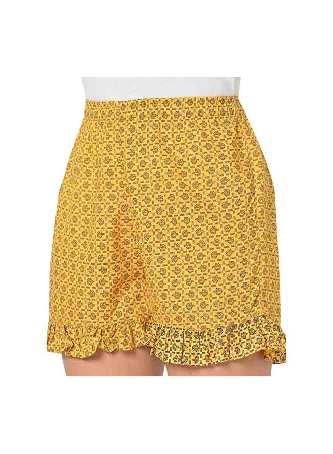 Unwind & Co. Yellow Women's Frill Casual Shorts - Image 3