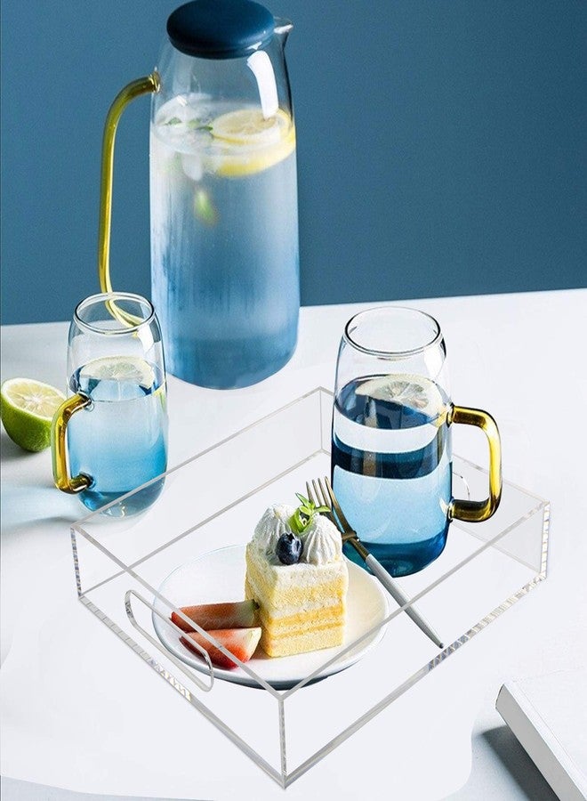 Tasybox Acrylic Serving Tray, Clear Decorative Serving Trays with Handles for Kitchen Dining Room Table Ottoman Vanity Countertop 12" x 12" - Image 4