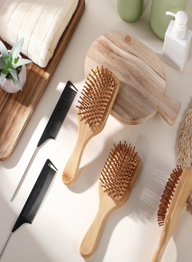 Meanplan 40 Pack Bamboo Hair Brush Bulk Mini Wood Hairbrushes for Women Hair Growth Detangle Tail Comb Paddle Hairbrush for Massaging Scalp Women Men Wedding(Square Head) - Image 4