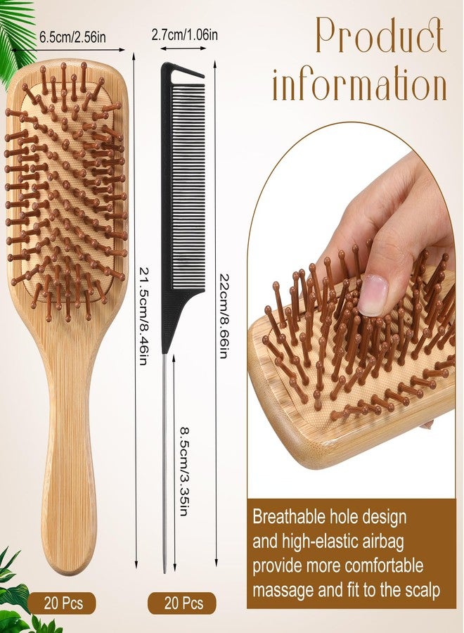 Meanplan 40 Pack Bamboo Hair Brush Bulk Mini Wood Hairbrushes for Women Hair Growth Detangle Tail Comb Paddle Hairbrush for Massaging Scalp Women Men Wedding(Square Head) - Image 2