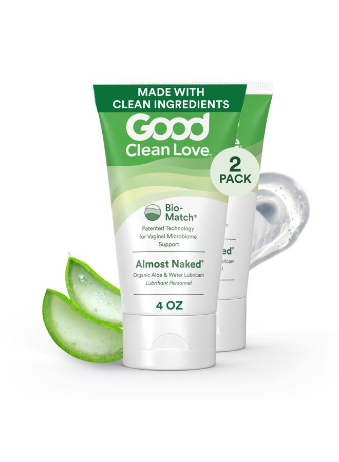 Good Clean Love Almost Naked Water-Based Lube, Personal Lubricant with Organic Aloe Vera, Safe for Adult Toys & Condoms, pH-Balanced, Clean Intimate Wellness Gel for Men & Women, 4 Oz (2-Pack) - Image 1