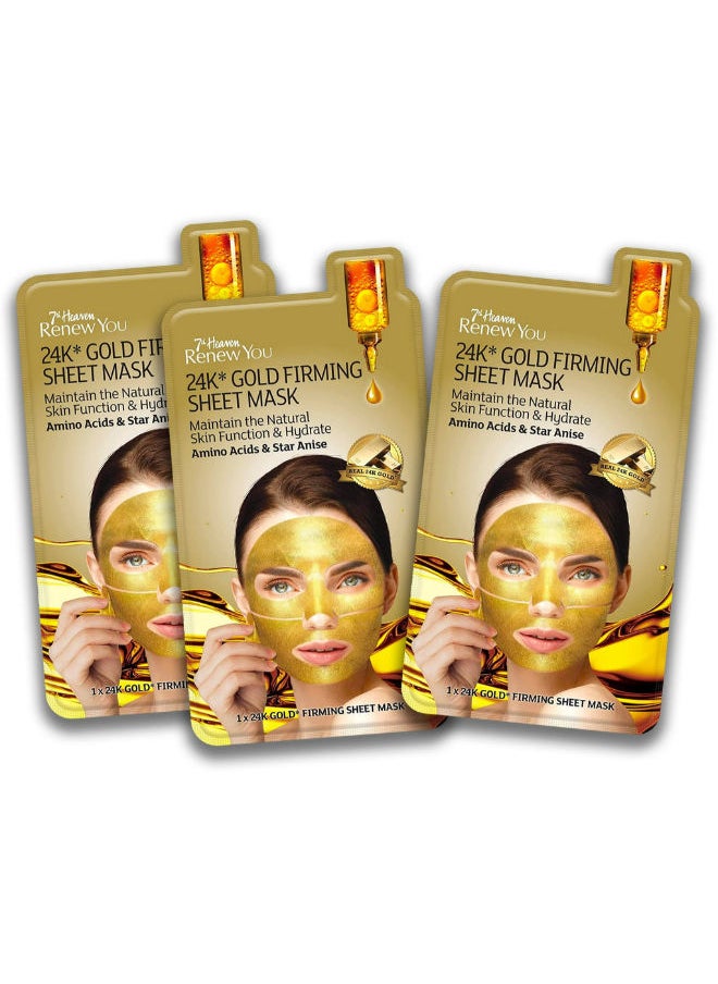 MONTAGNE JEUNESSE - 7th Heaven Renew You 24K* Gold Firming Sheet Mask, Maintain the Natural Skin Function & Hydrate , 2+1 Free - Image 1