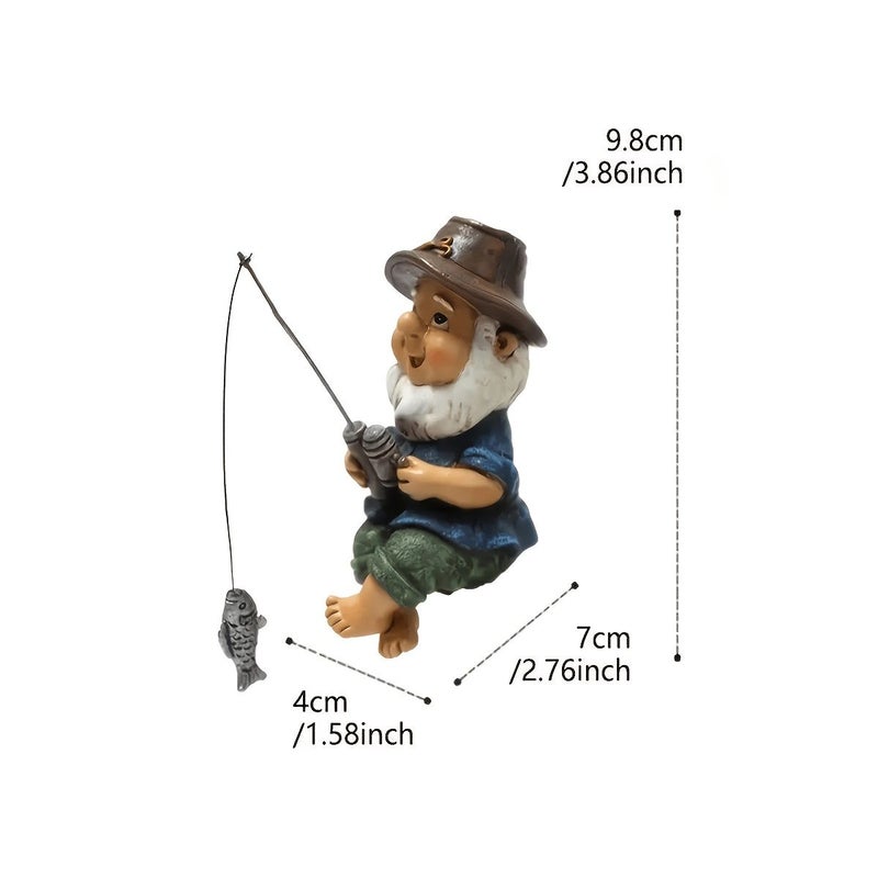 Fishing Gnome Resin Figure Humorous Elf Decoration For Garden Home Spring Gift - Image 3