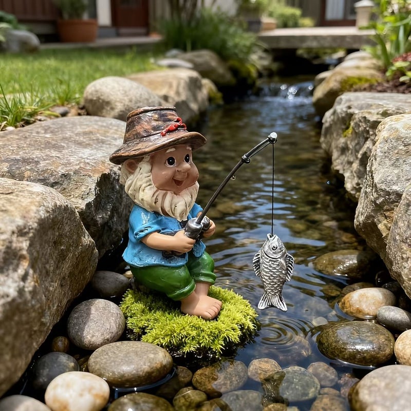Fishing Gnome Resin Figure Humorous Elf Decoration For Garden Home Spring Gift - Image 5