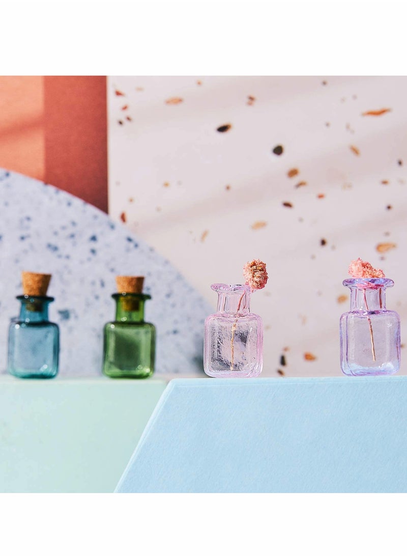 Excefore Colored Tiny Glass Jars, Spell Jars, Mini Glass Bottles, Mini Potion Bottles with Cork Stoppers Mini Square Glass Cork Bottles for Party Wedding DIY Crafts Decoration 18 Pieces  - Image 2