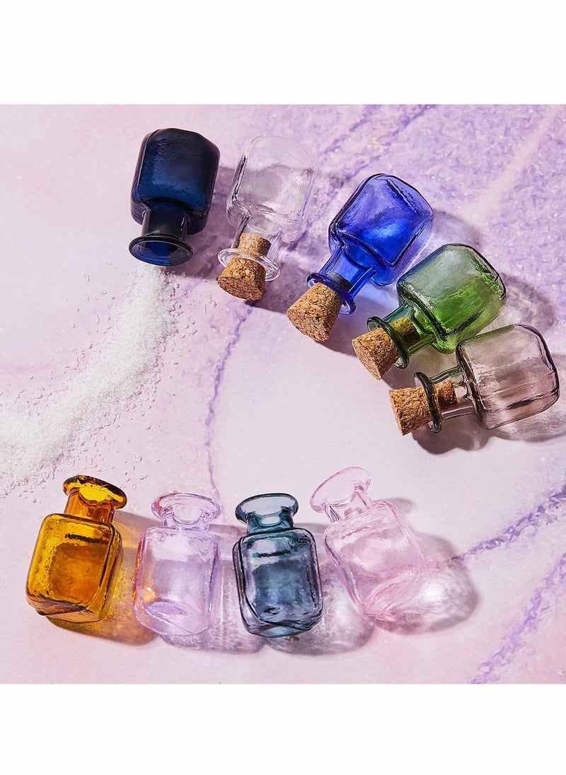Excefore Colored Tiny Glass Jars, Spell Jars, Mini Glass Bottles, Mini Potion Bottles with Cork Stoppers Mini Square Glass Cork Bottles for Party Wedding DIY Crafts Decoration 18 Pieces  - Image 4