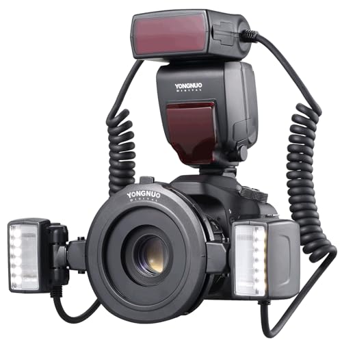 YONGNUO يونيون YN24EX YN-24EX 24EX، فلاش حلقي ماكرو TTL LED، مع 2 رأس فلاش و 4 حلقات محول لكانون - Image 1