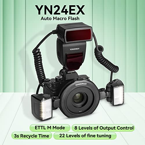YONGNUO يونيون YN24EX YN-24EX 24EX، فلاش حلقي ماكرو TTL LED، مع 2 رأس فلاش و 4 حلقات محول لكانون - Image 2
