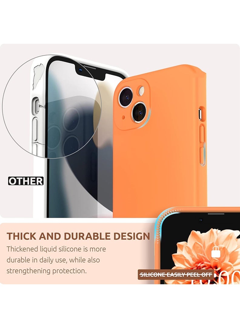 Theodor Protective Ultra Slim Fit Case Liquid Silicone Gel Cover with Full Body Protection Anti-Scratch Shockproof Case For iPhone 13 LIQUID SILICON ORANGE - Image 2