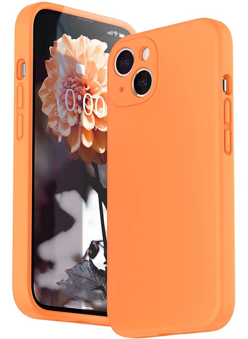 Theodor Protective Ultra Slim Fit Case Liquid Silicone Gel Cover with Full Body Protection Anti-Scratch Shockproof Case For iPhone 13 LIQUID SILICON ORANGE - Image 1