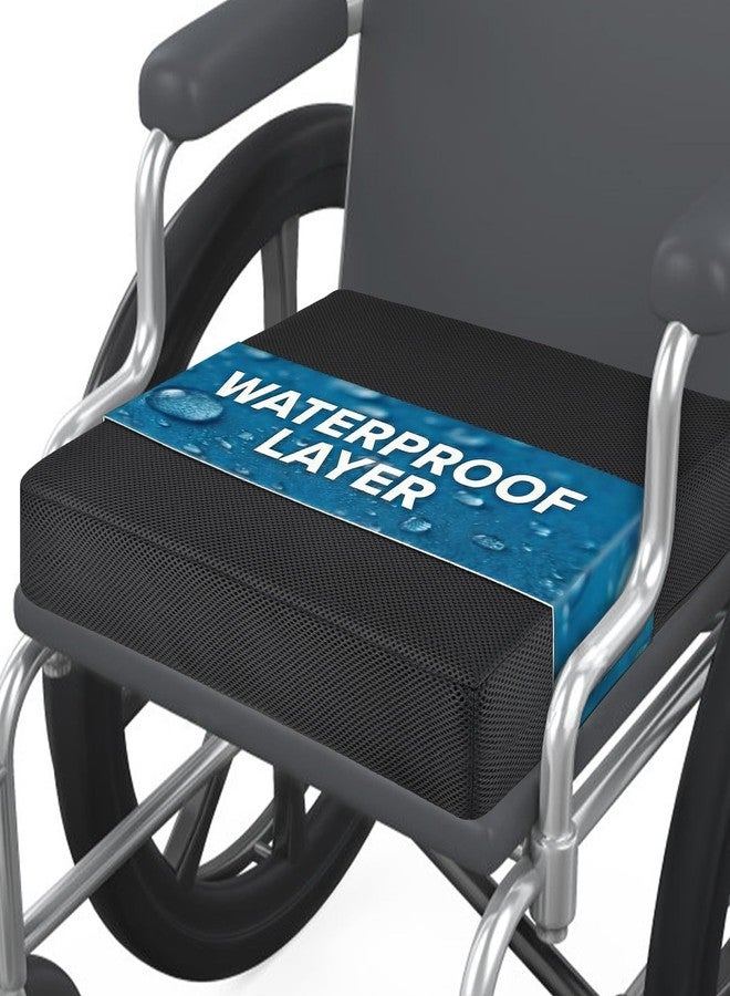 YOUFI Wheelchair Seat Cushion with Waterproof Layer Breathable Cover, High Rebound Memory Foam, Non-Slip Bottom and Handle, Chair Cushion for Sciatica and Pressure Relief - Image 1