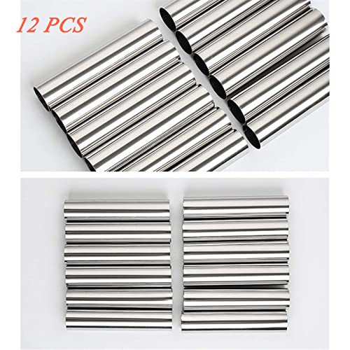 PhantomSky 12 Pack Cannoli Tube Non Stick Stainless Steel Cream Horn Mold Danish Pastry Cannoli Form Screw Croissant Shell Cream Roll Spiral Bread DIY Cake Baking Mold for Home kitchen Outdoor Picnic - Image 2