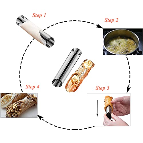 PhantomSky 12 Pack Cannoli Tube Non Stick Stainless Steel Cream Horn Mold Danish Pastry Cannoli Form Screw Croissant Shell Cream Roll Spiral Bread DIY Cake Baking Mold for Home kitchen Outdoor Picnic - Image 3