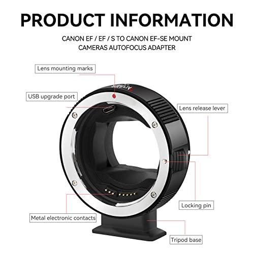 7artisans EF-SE Lens Adapter Auto-Focus Lens Speedbooster Converter Ring Compatible for Canon EF/EF-SE Lens and Sony E-Mount Camera for Sony A6400, A7M3, A7M4, ZVE10, Black - Image 5