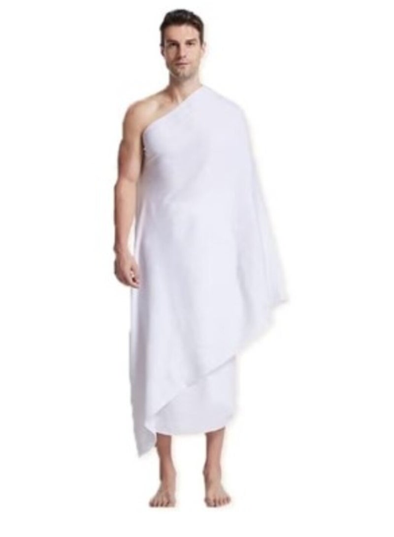 FULL JOY Ihram 2-Piece Hajj And Umrah Religious Cloth For Men , White - Image 1