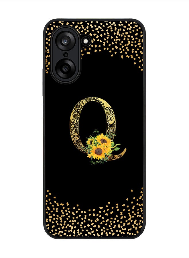 Stylizedd For OnePlus Nord CE5 / Ace 5 Racing Case,Slim fit Camera Protection, Shockproof Thin Phone cover  - Custom Floral Monogram - Q ( Black )