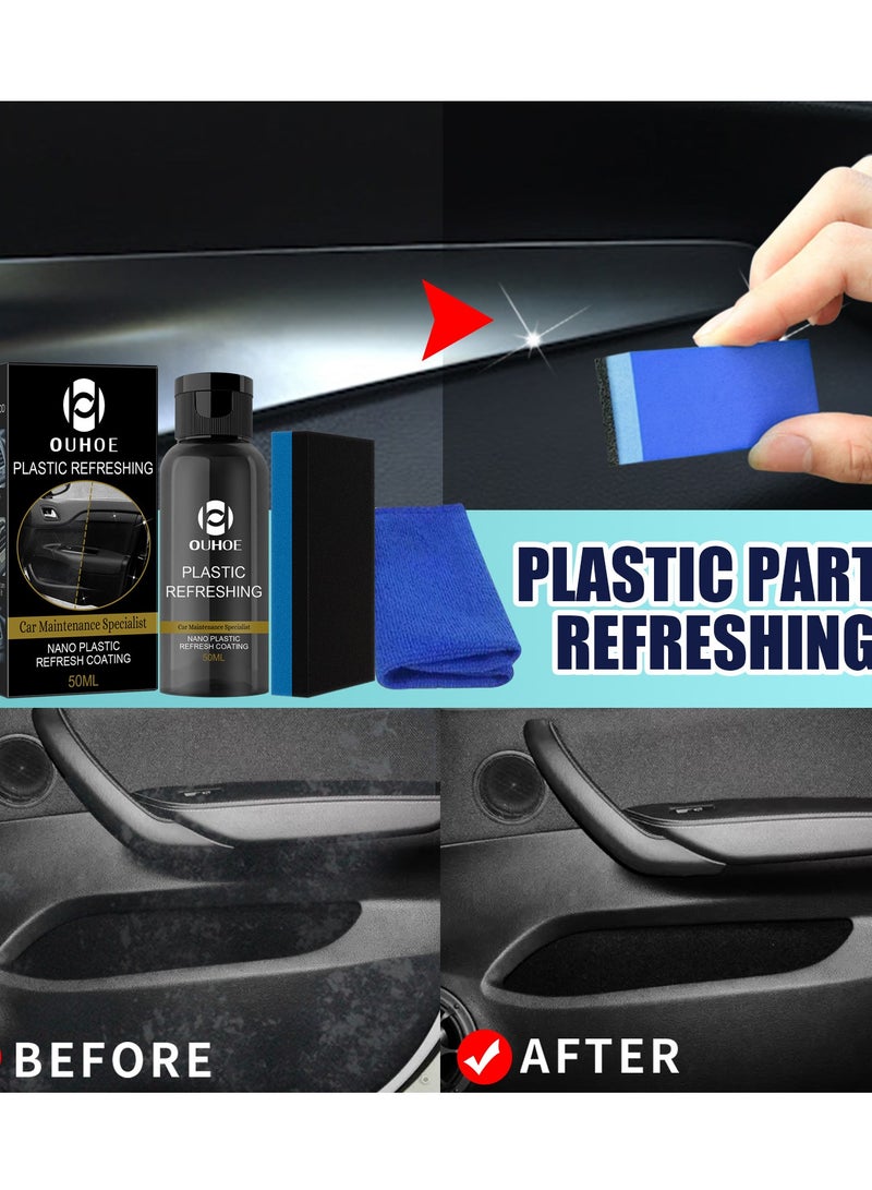 OUHOE 50ml  Nano Plastic Refresh Coating Plastic Parts Refurbish Agent Car Exterior Restorer Plastic Refurbishment for Car Interior Cleaning (Pack of 1Set) - Image 1