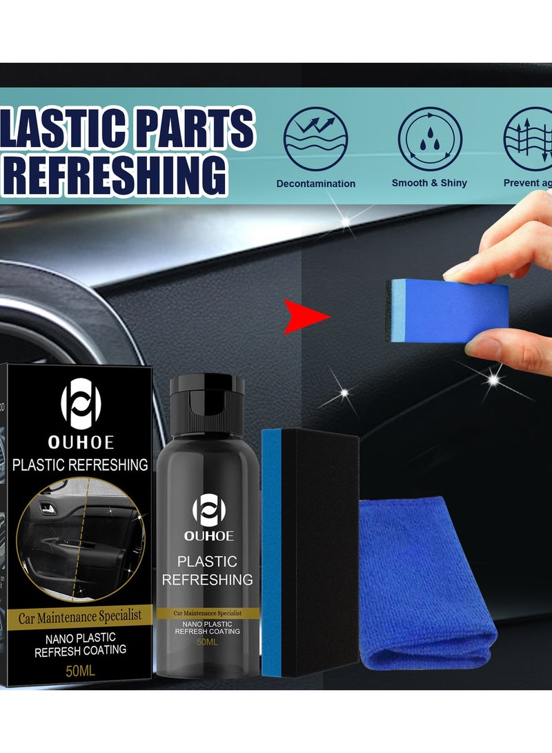 OUHOE 50ml  Nano Plastic Refresh Coating Plastic Parts Refurbish Agent Car Exterior Restorer Plastic Refurbishment for Car Interior Cleaning (Pack of 1Set) - Image 3