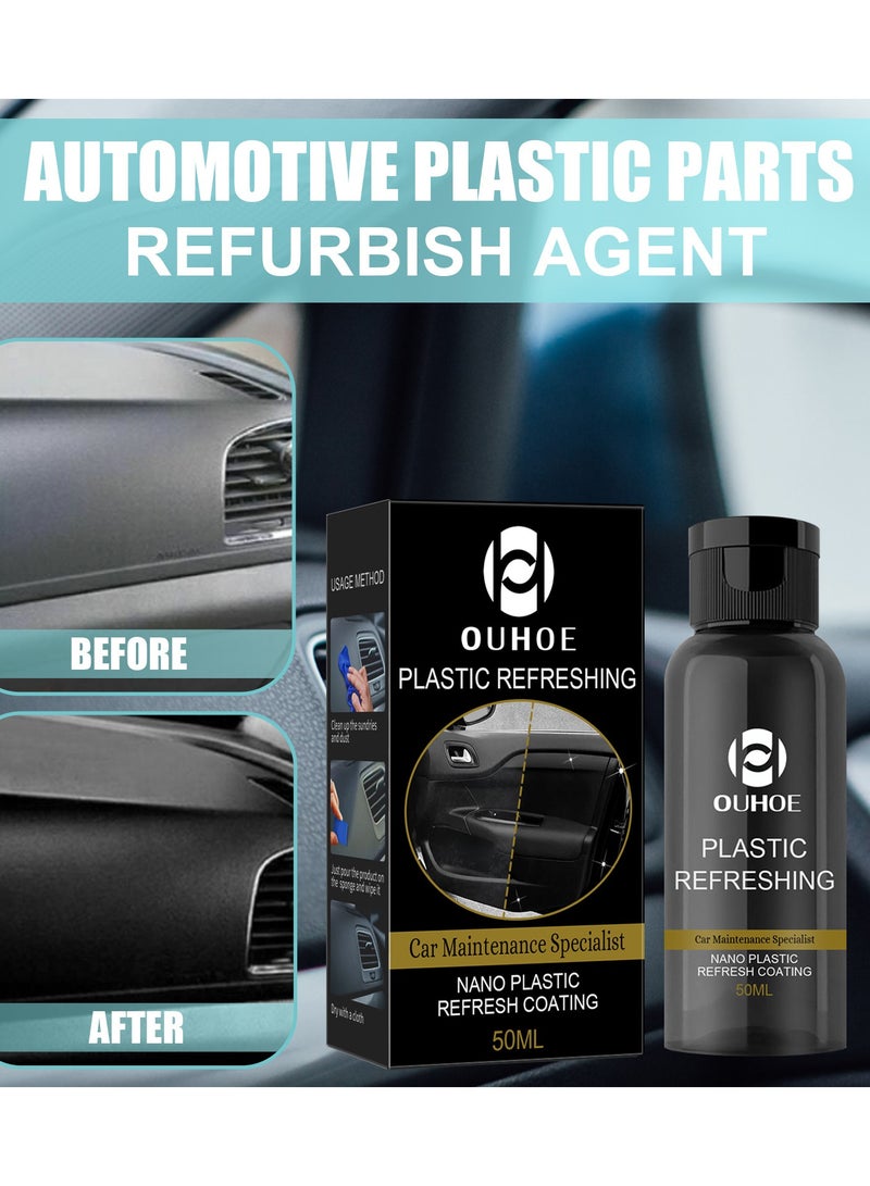 OUHOE 50ml  Nano Plastic Refresh Coating Plastic Parts Refurbish Agent Car Exterior Restorer Plastic Refurbishment for Car Interior Cleaning (Pack of 1Set) - Image 5