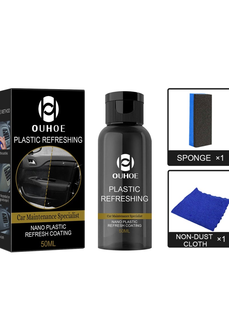 OUHOE 50ml  Nano Plastic Refresh Coating Plastic Parts Refurbish Agent Car Exterior Restorer Plastic Refurbishment for Car Interior Cleaning (Pack of 1Set) - Image 2