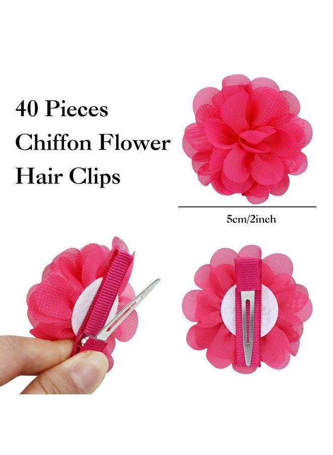 Cinaci 40 Pieces 5cm/2" Solid Chiffon Flower Hair Clips Barrettes Non Slip Floral Hair Pins Accessories for Baby Girls Toddlers Kids Teens - Image 5
