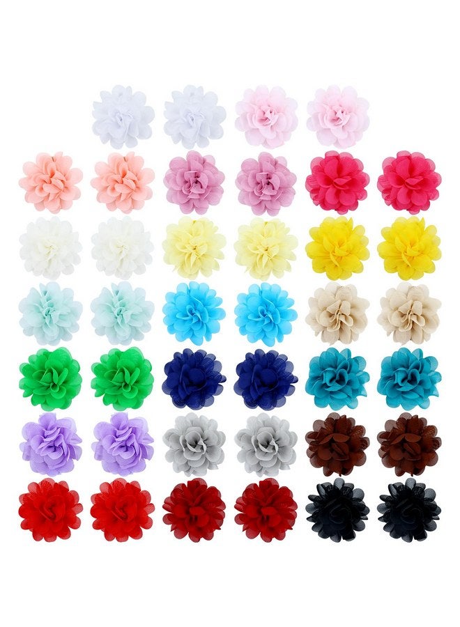 Cinaci 40 Pieces 5cm/2" Solid Chiffon Flower Hair Clips Barrettes Non Slip Floral Hair Pins Accessories for Baby Girls Toddlers Kids Teens - Image 1