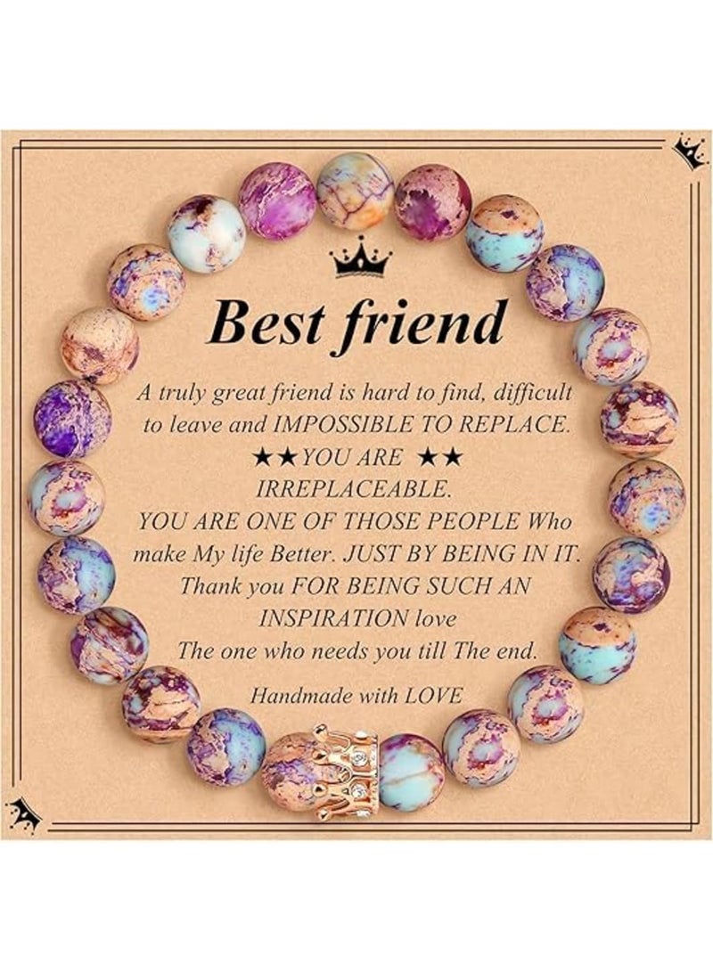 SYOSI Friendship Gift Bracelet for Women, Healing Stone Crown Jewelry, Adjustable Bangle for Birthday, Anniversary, Graduation, Mom, Daughter, Granddaughter, Best Friend, Stylish Gift for Her - Image 1